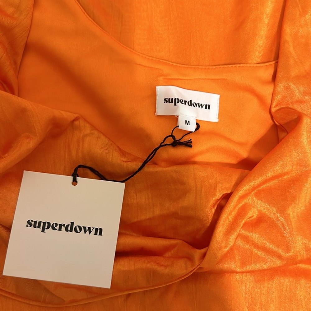NWT Superdown joana two piece skirt set orange tangerine neon maxi - Picture 6 of 7